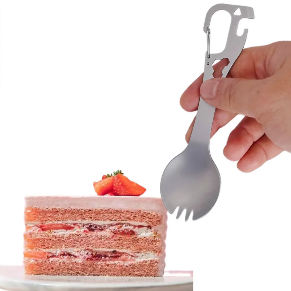 متعددة الاستخدام التخييم سبورك شوكة فولاذية مقاومة للصدأ ملعقة فتاحة الزجاجات في الهواء الطلق أداة محمولة سبورك التخييم السفر فتاحة الزجاجات #1