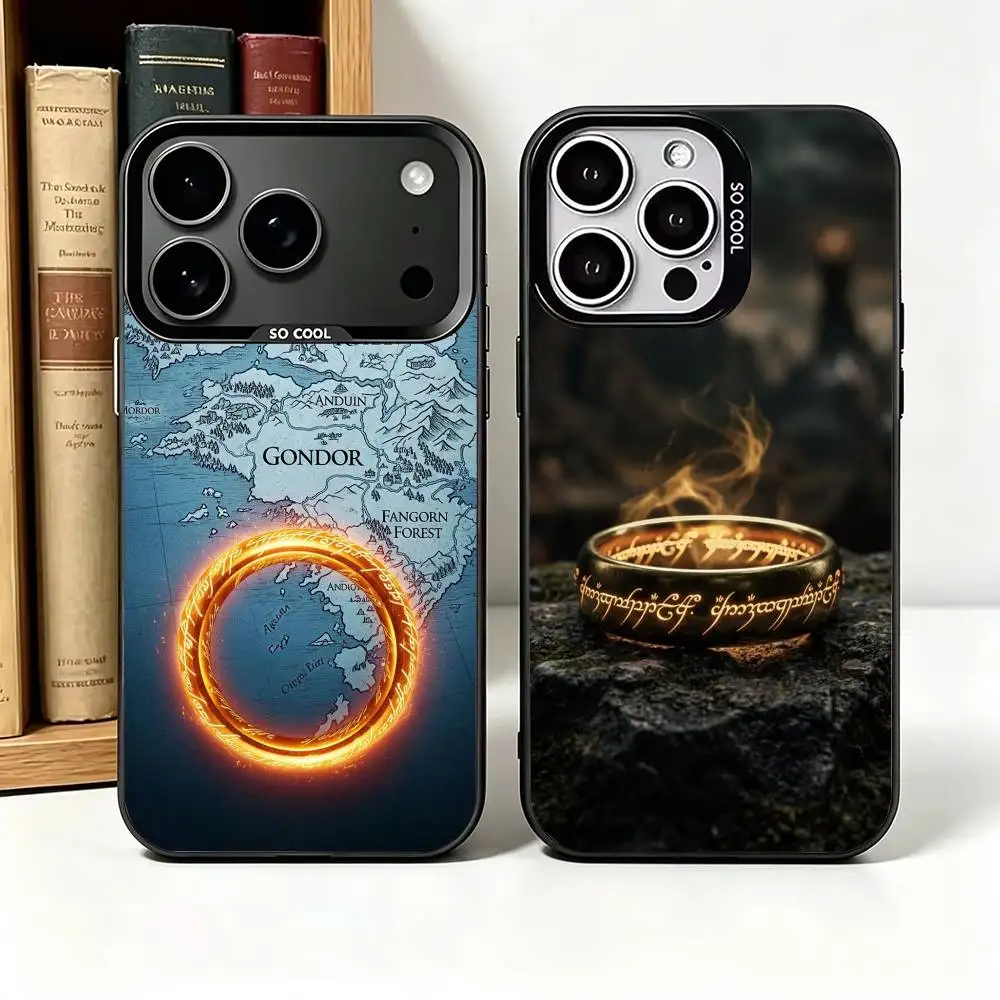 Espada mágica del mapa El Señor de los Anillos Funda con revestimiento interior de plata para iPhone 11, 12, 13, 14, 15, 16, 17 Plus, Pro Max, XS