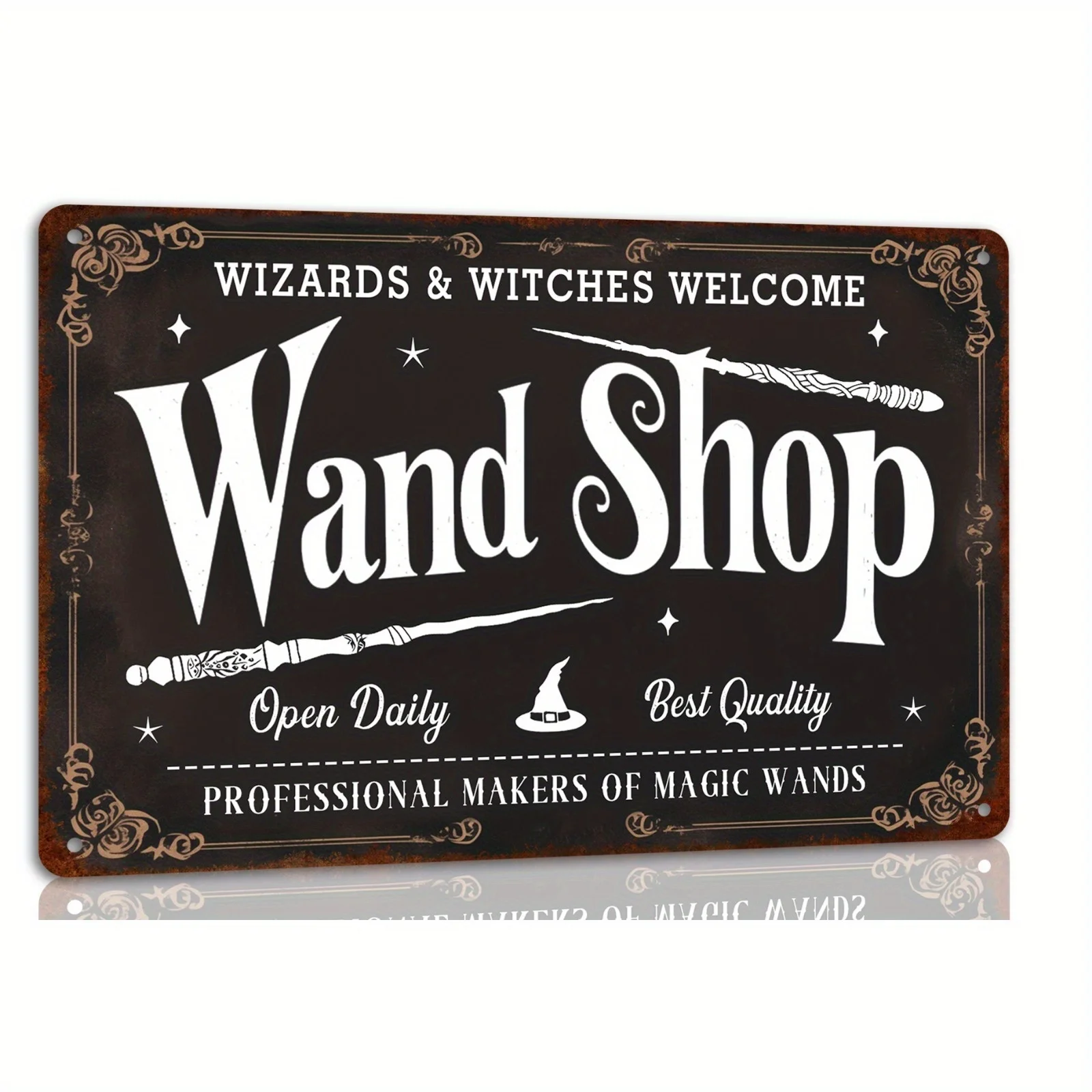Wand Shop, bienvenida y brujas, cartel de chapa de Metal Vintage para Halloween, es | Perfecto para decoración de granja, fiesta de casa embrujada