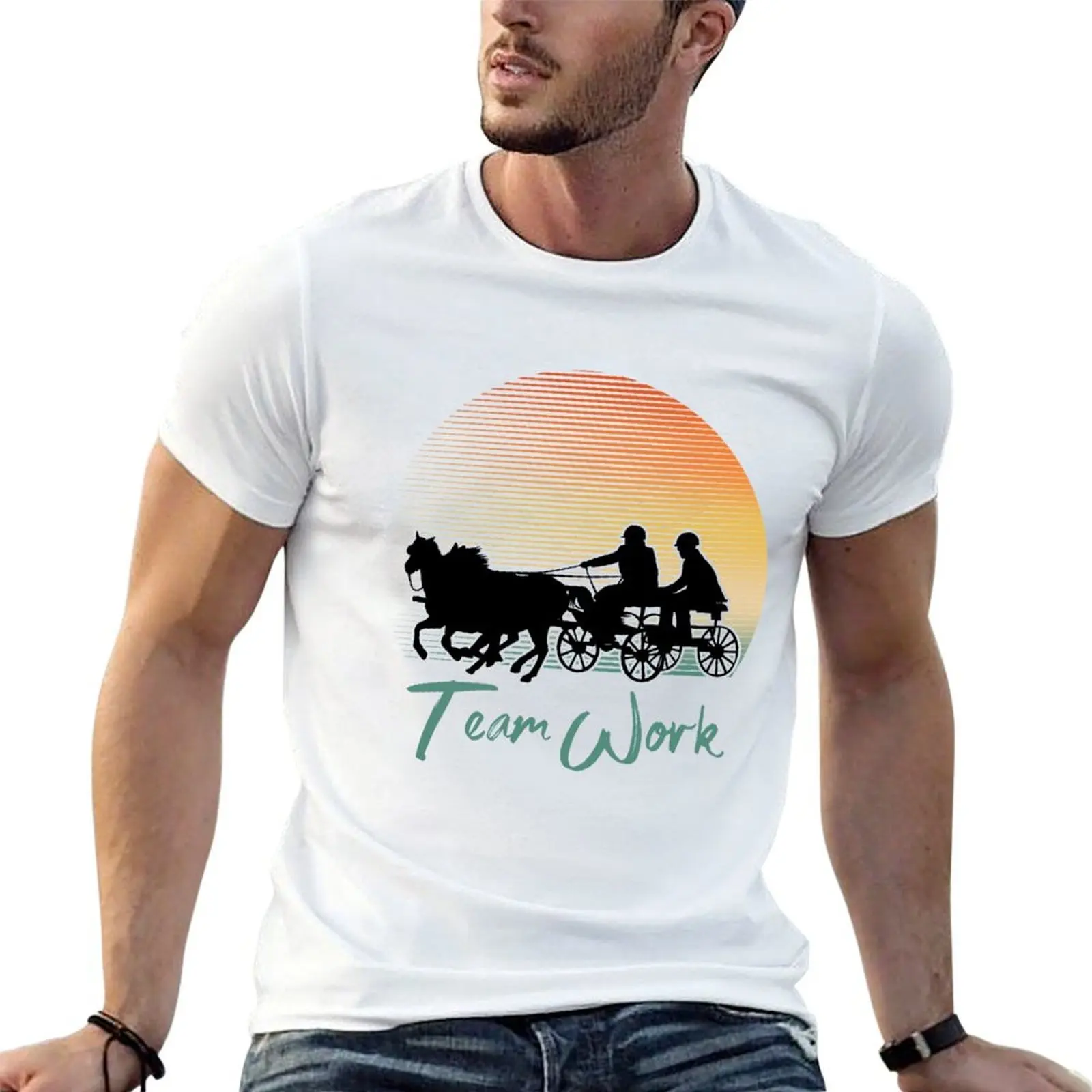 Combined Driving Marathon Obstacles Equestrian Sports T-Shirt Stylish Graphic Short Sleeve Top
