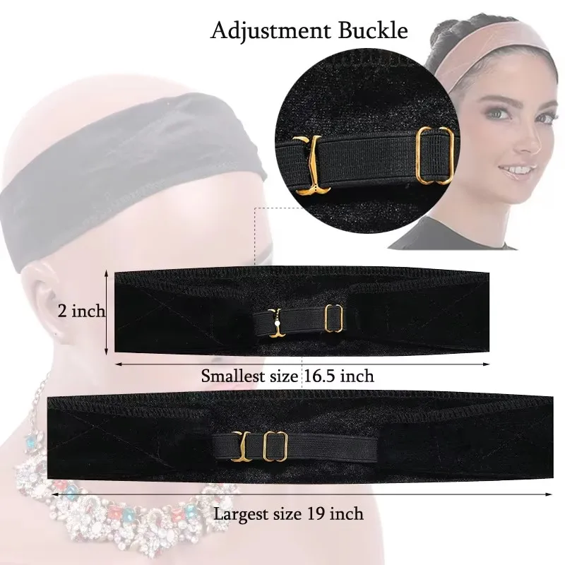 Female Adjustable Wig Band With Elastic Band Velvet Wig Grip Scarf For Wearing Under Wig Non-Slip Wig Grip Headband For Lace Wig