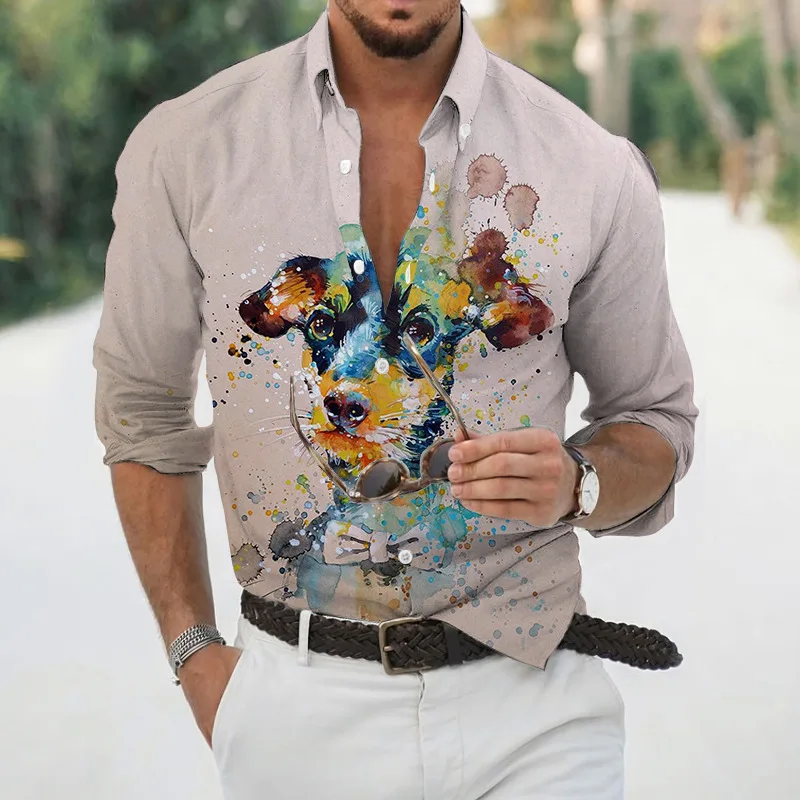 New Style Hawaiian Men\'s butterfly Shirt 3D printing Abstraction Painting Style Long Sleeve Shirt Oversized Top Shirt clothing