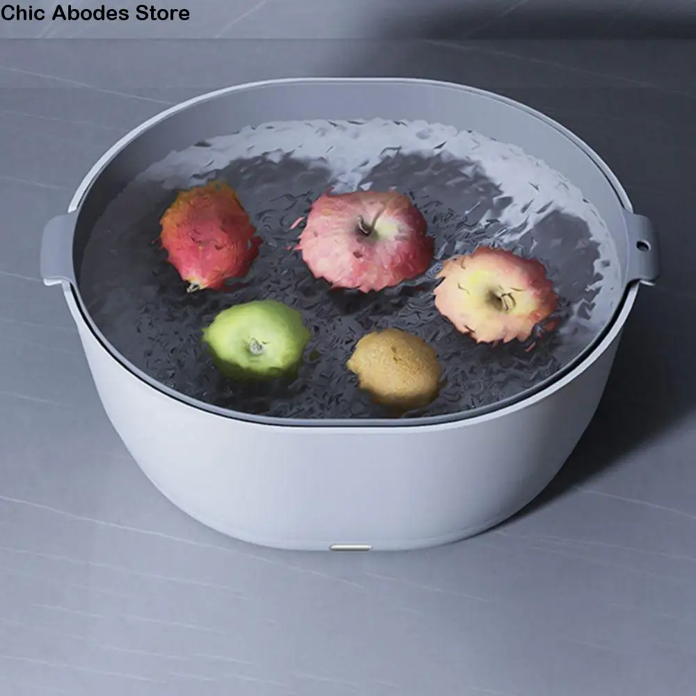 

Double Layer Electric Vegetable Washing Basket Shock-absorbing Large Capacity Fruit Washing Machine Plastic Suction Cup Base