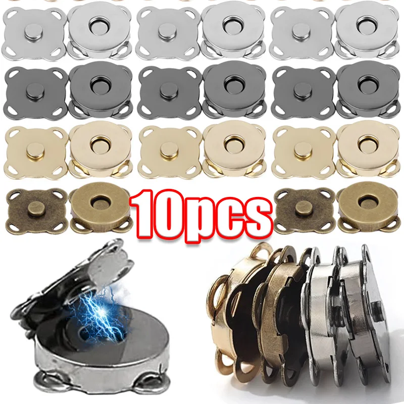 1/10Set Magnetic Snap Fasteners Invisible Metal Sew on Button buckle Clasps for Purse Bags Clothes Craft DIY Accessories 14/18mm