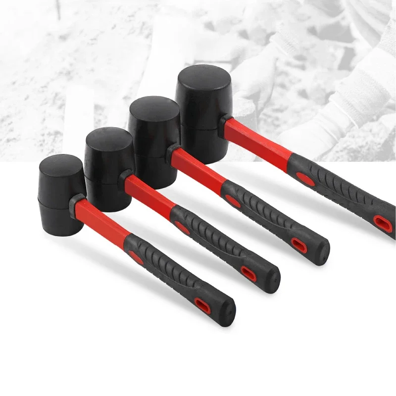 1Pcs Double Headed Soft Rubber Hammer Heavy Duty Mallet Rubber Hammer Multifunctional Mallet Hand Tool 8/12/16/24 Oz