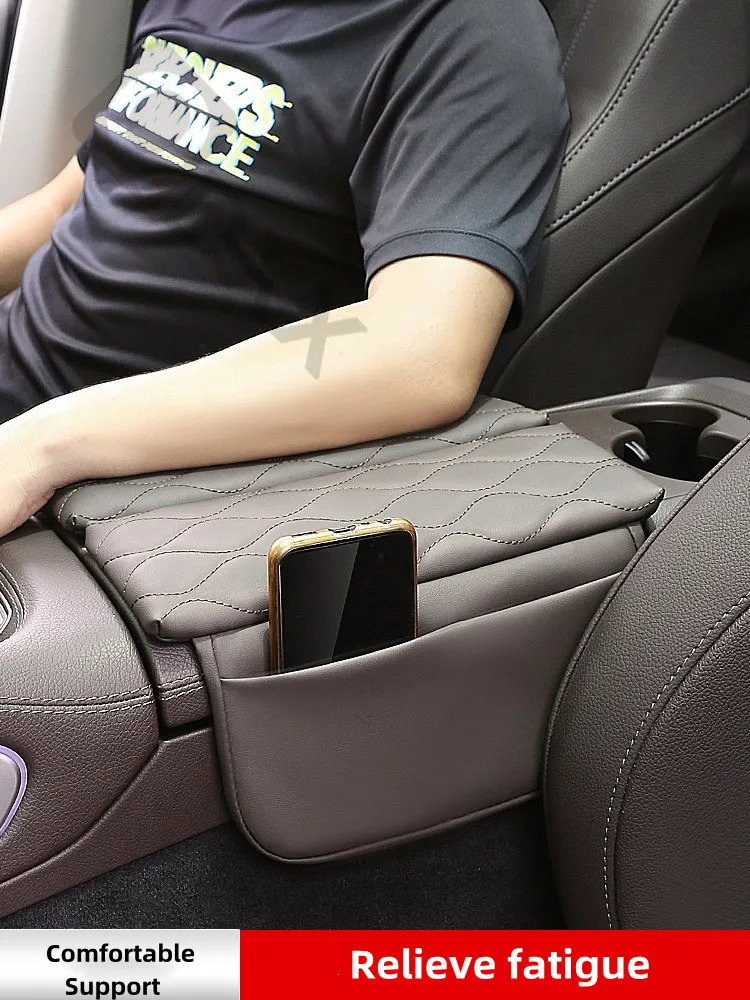 For Mercedes Benz GLE W167 GLS X167 2020-2022 Car Armrest Cushion Anti-Scratch Leather Center Console Armrest Storage Box Pad