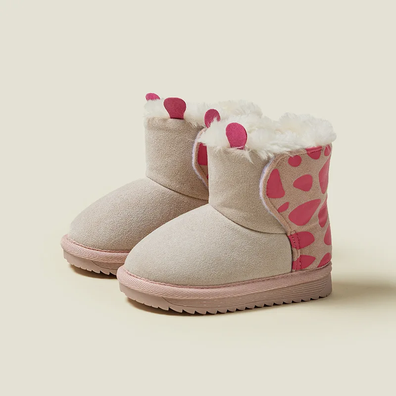 Stivali da neve per bambini invernali in pelle scamosciata Cute Cartoon scarpe per bambini ragazze ragazzi suola morbida stivali corti antiscivolo