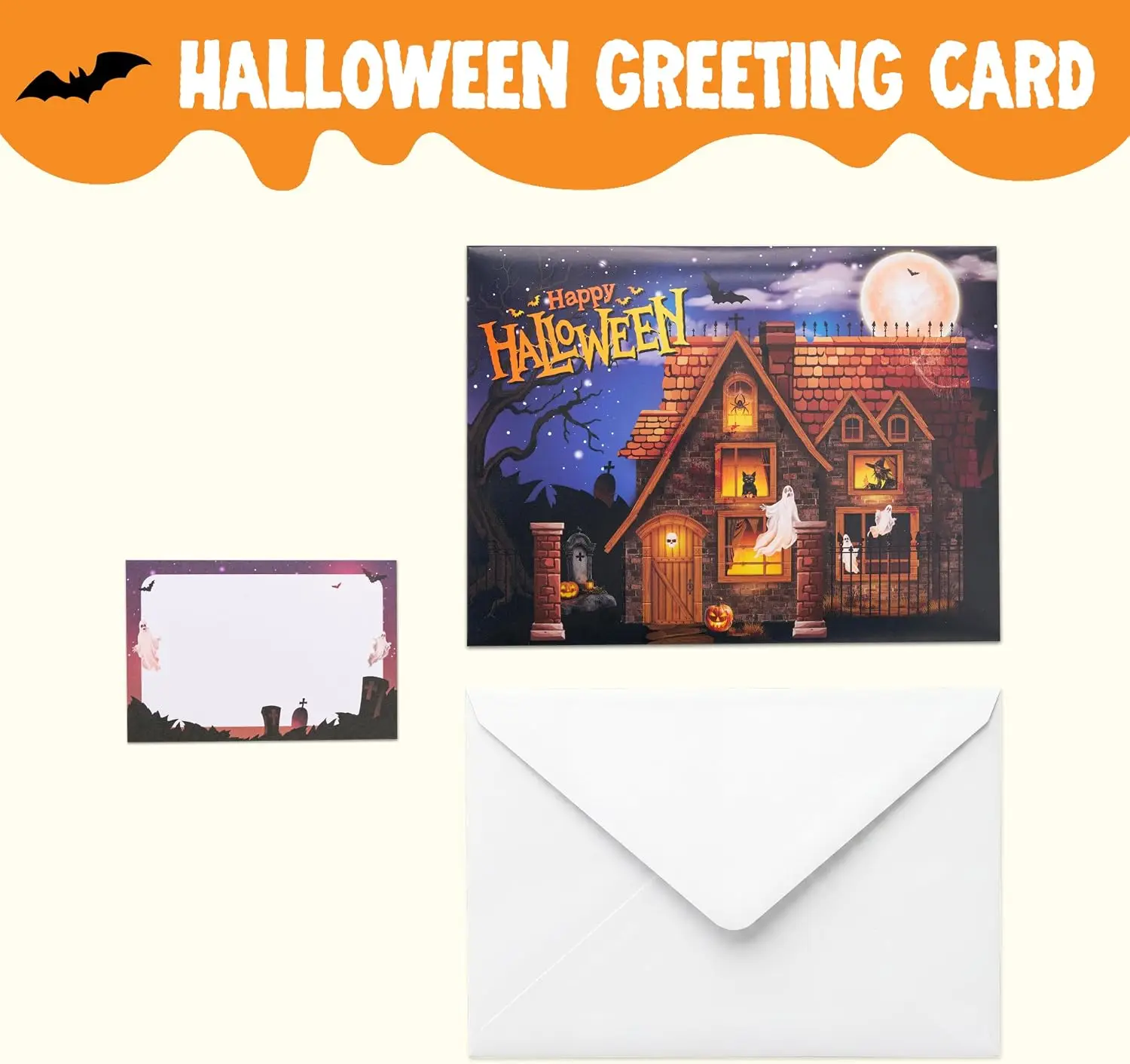 Halloween Pop Up Card With Scary Sound and Light 3D Gift Card with Envelopes Spooky Horror Greeting Cards for Party Favor Supplies Decorations, Classroom Pranks, Trick or Treating Gift Giving