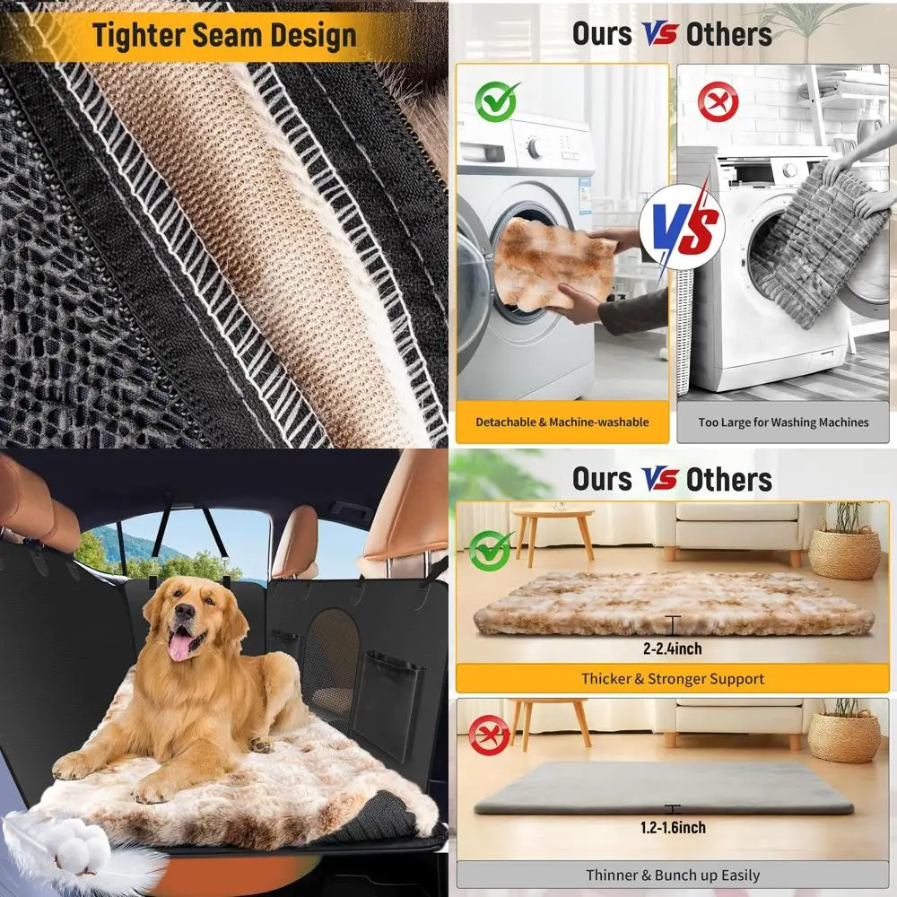 

Лежанка для животных 55 x 26 см с нескользящим основанием, съемным моющимся чехлом, идеально подходит для задних сидений автомобиля и путешествий