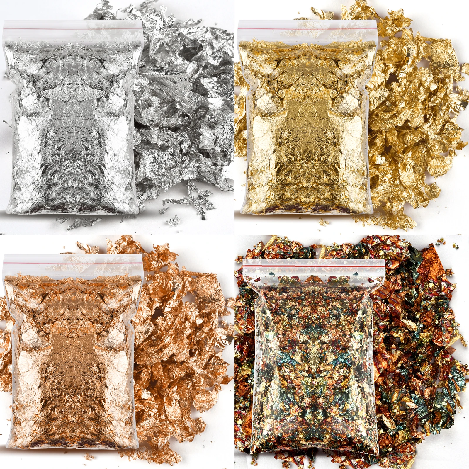 1/2/3/5/10g Nachahmung Gold Splitter Kupfer Folie Pailletten Glitter Handwerk Blatt Flake Blatt glänzende Folie Papier Vergoldung DIY Nail art Dekor