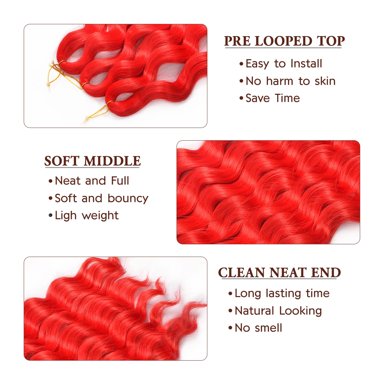 Anna torção crochê tranças de cabelo 24 Polegada solto onda profunda crochê cabelo ombre tira branco extensão do cabelo sintético onda água cabelo