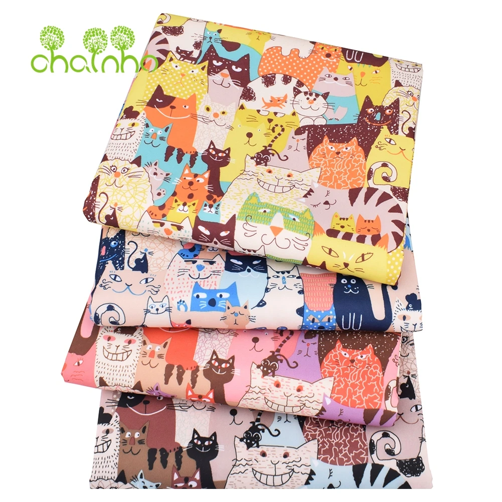 Chainho,Digital Printing Waterproof Fabric,DIY Quilting & Sewing Material, Cartoon Cats Series,For Suitcase,Handbag,Tablecloth