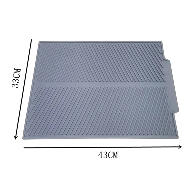 B76A 2X Drain Rack Silicone Dish Drainer Tray Large Sink Drying Rack Worktop Organizer Drying Rack For Dishes Tableware Grey