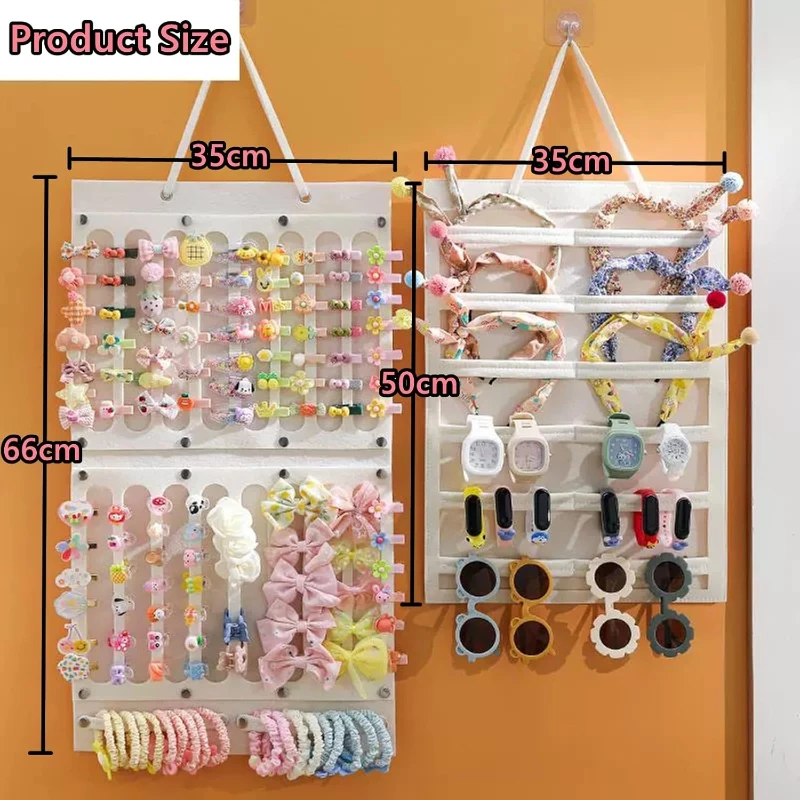Wandmontierter Haarschmuck-Organizer Haarschleifenhalter Haarklammern Scrunchies Sonnenbrillen Uhren-Display Mädchen Kinderzimmer Deko – Detail 1