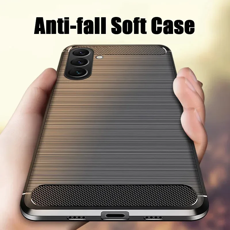 Phone Case For Samsung Galaxy A26 A17 Case Ultra-thin Carbon Fiber Brushed Texture Phone Cover For Samsung Galaxy A27 Shell