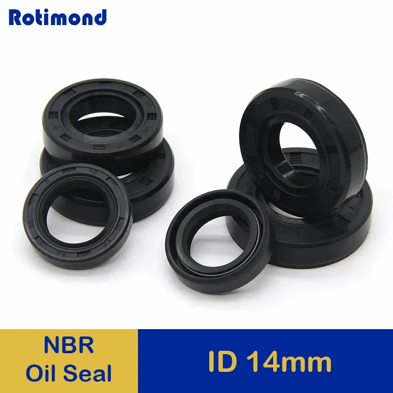 ID 14mm NBR Oil Seal TC-14*22/24/25/26/27/28/30/35*5/6/7/8/10mm Nitrile Rubber Shaft Double Lip Oil Seals 2/5/10pcs