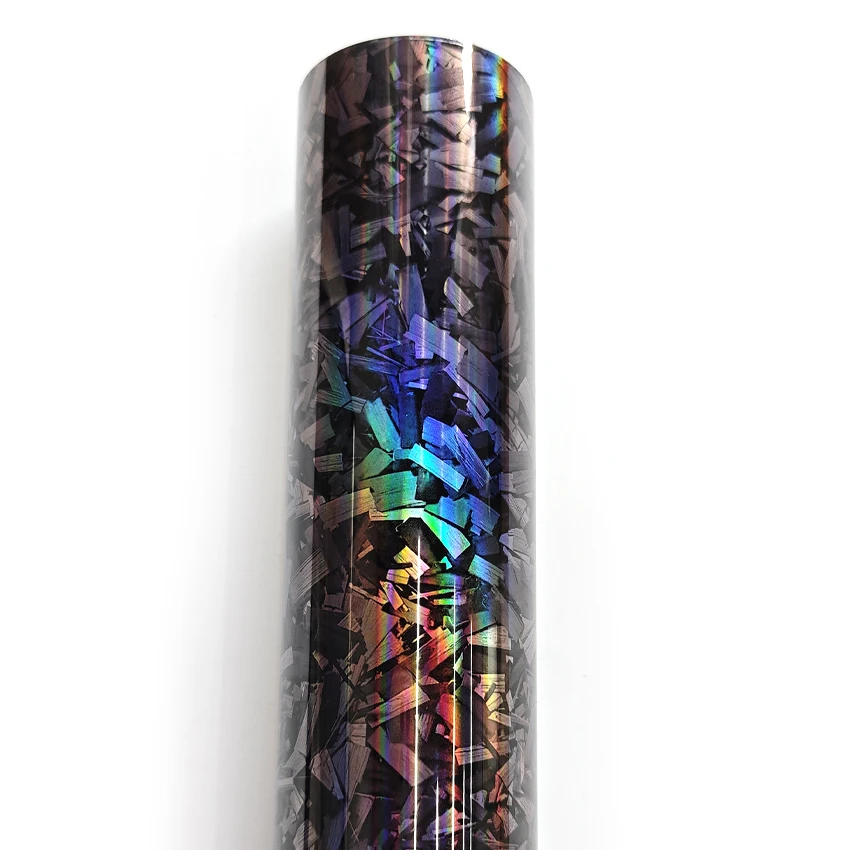 Glossy Laser Forged Carbon Fiber Wrap Vinyl Motorcycle Stickers Rainbow Holographic Forged Carbon Car Body Color Change Film
