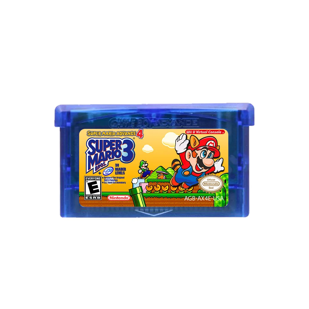 GBA Game cartridges Mario 4 Reset Edition Image enhancement Unlock e-reader levels Anime and Cartoon Collection with Card