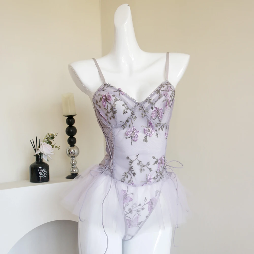 ملابس داخلية مثيرة مفتوحة المنشعب على شكل فراشة ملابس داخلية مثيرة للإناث ملابس داخلية مثيرة للنساء ملابس نوم شفافة بدون حمالات من الدانتيل #3