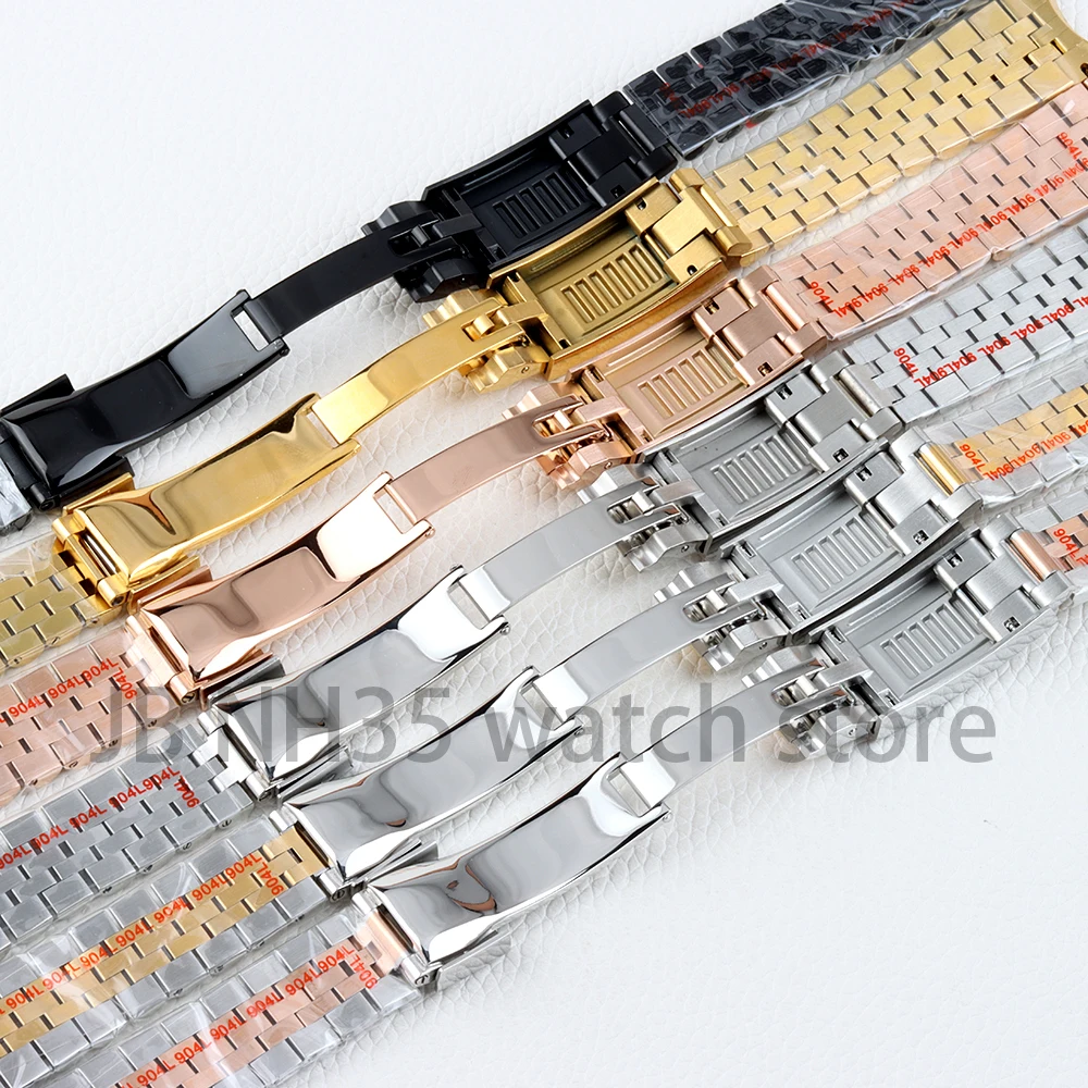 Jubilee Bracelet 20mm Width Watchbands Folding Buckle for Datejust SUB GMT Yacht EXP Watch Case Black/Gold PVD Stainless steel