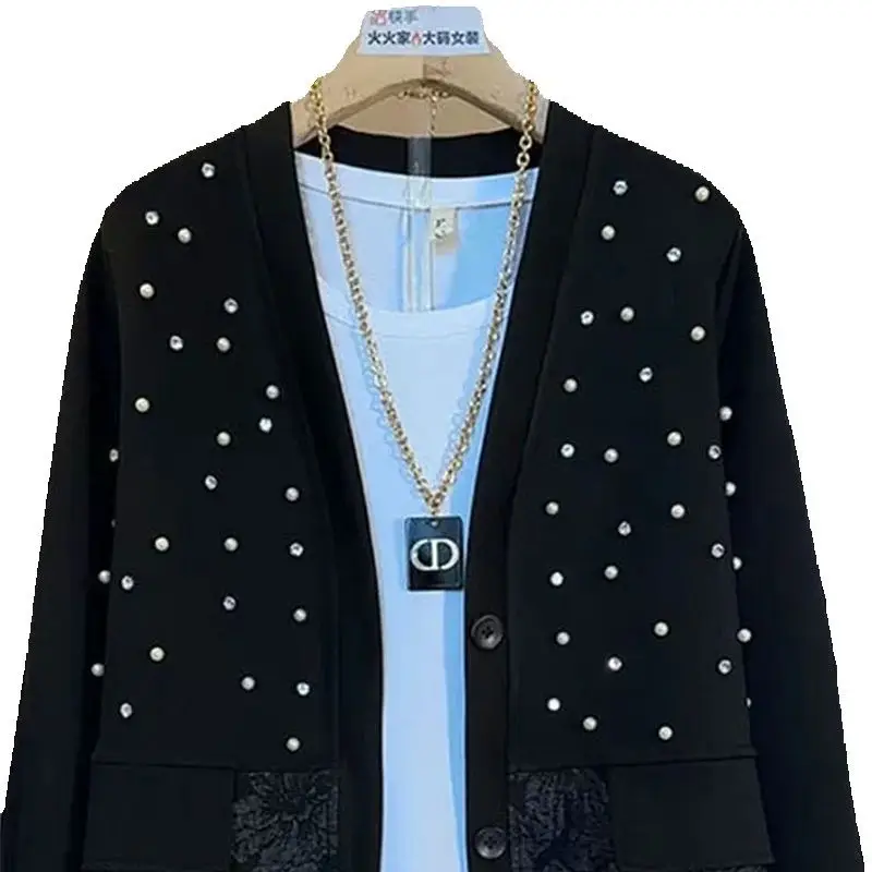 Women's Jacket New Fashion Beading Loose Slimming age-Reducing Single-breasted Coat Women's 2025 Spring Coat Jacket Tide Coat