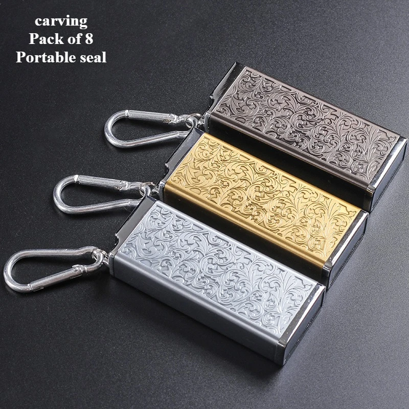 Portable Pull Up Cigarette Case 8pcs Cigarette Storage Box Outdoor Mini Ashtray Men's and Women's Cigarette Accessories Keychain