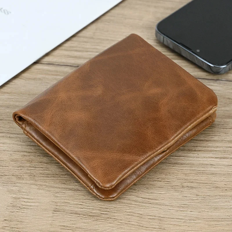 

100% Genuine Leather Men Wallet Coin Purse Small Card Holder Soft Cowskin Business Male Short Dropshipping