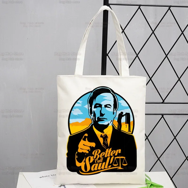 Better Call Saul Breaking Unisex Handbags Custom Canvas Tote Bag Print Daily Use Reusable Travel Casual Shopping Bag