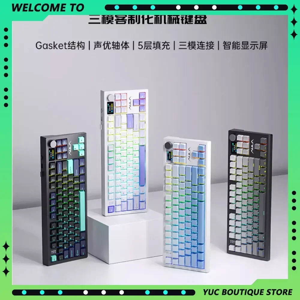 

Aula S87 Pro Mechanical Keyboard Wireless Three Mode RGB Hot Swappable Gasket Custom E-sports Gaming Keyboard Laptop Accessories