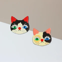 Exquisite Small Cat Enamel Brooch Creative Animal Cute Sweet Inlaid Rhinestone Lapel Pin Badge Backpack Clothing Hat Accessories