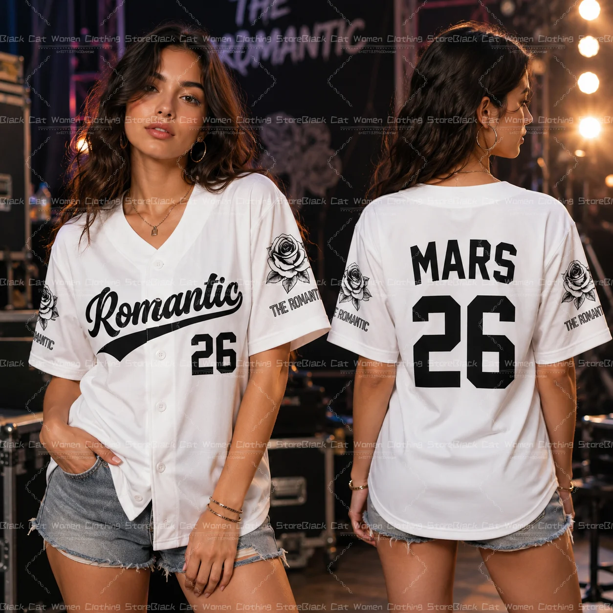 Bruno Mars 2026 Romantic Tour Baseball Jersey Men Women Unisex Short Sleeve Hip Hop Streetwear Tops for Fans Family Matching