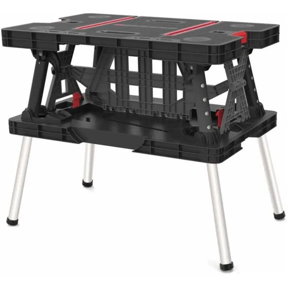 

Портативный окрашенный верстак со встроенной ручкой, 53x83x75.5 см, красно-черный