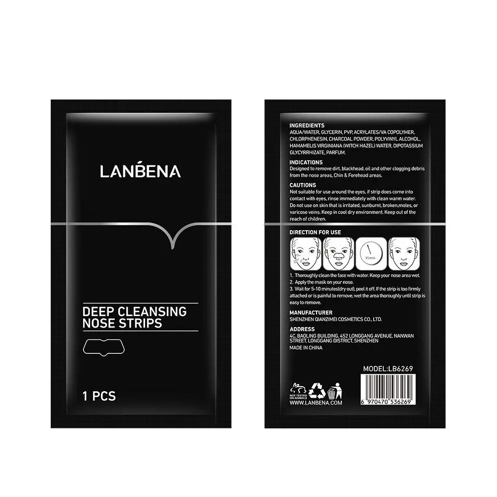 LANBENA-Cravo Removendo Tiras Nasais, Nose Sticker Cleaner, Poros Peeling, Limpeza Profunda, Cuidados com a Pele Acne, 1 5 10Pcs