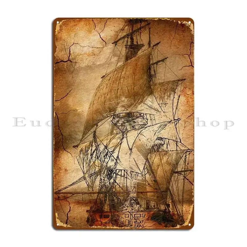 Wind Sails Brig Metal Plaque Poster Club Bar Cinema Printing Wall Plaque Party Tin Sign PosterWall Decoration