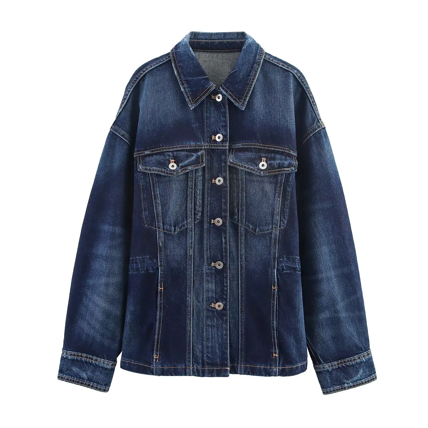 

European and American style 2025 autumn new style lapel single-breasted fashionable versatile denim jacket