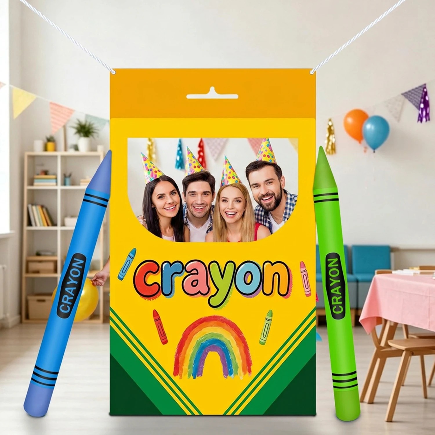Regenbogen-Farbstiftbox Fotobox-Rahmen Zurück zur Schule Erster Schultag Dekoration Hängendes Banner Foto-Hintergrund für Klassenzimmer