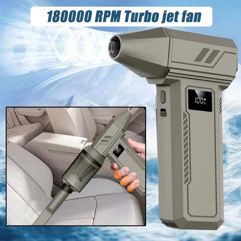 Turbo Jet Fan 180000RPM Mini Car Blowing Snow Cleaning Blower Tool Knob Stepless Speed Regulation Electric Air Duster