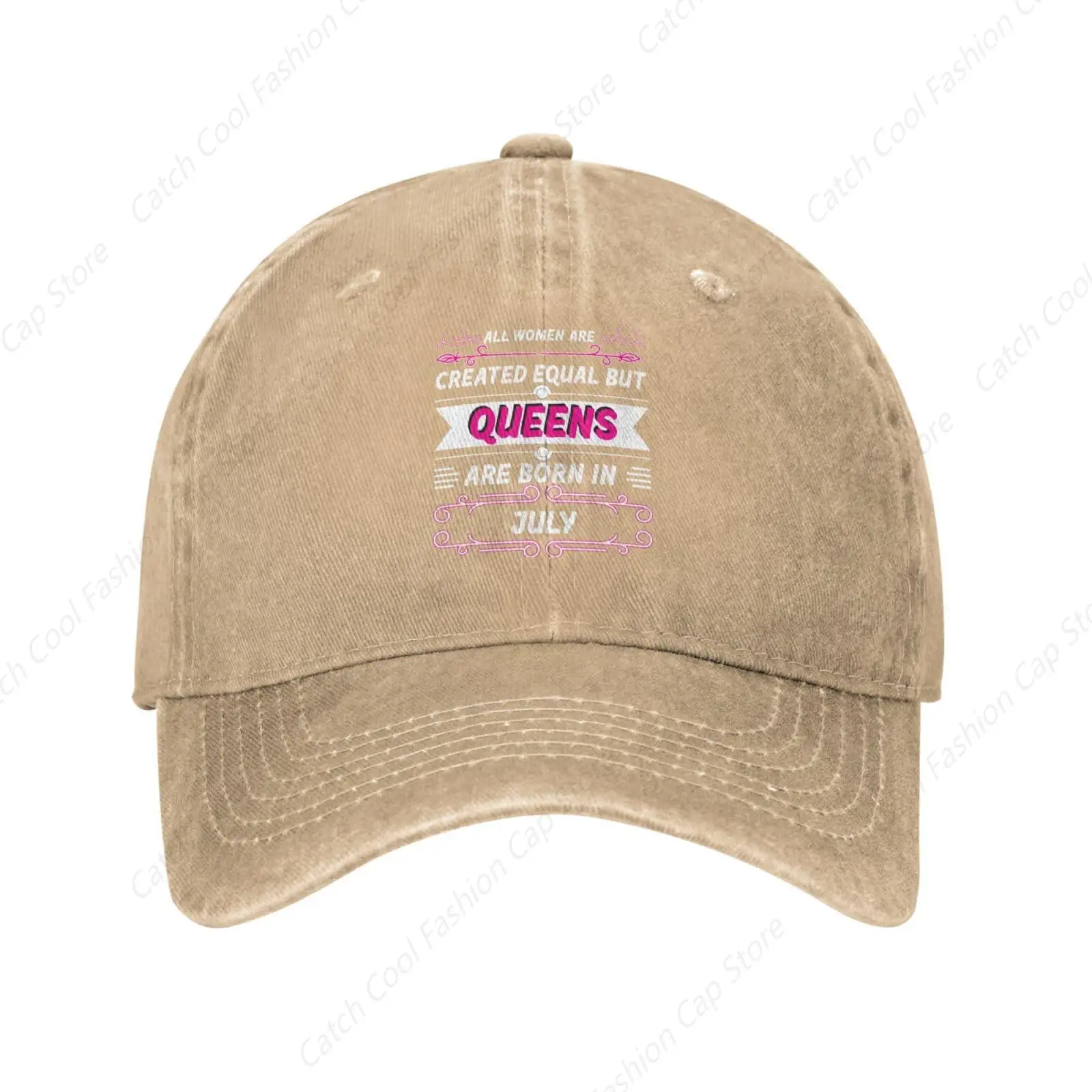 All Women are Created Equal But Queens are Born in July Baseball Cap for Men Women Denim Trucker Dad Hat Cotton Sports