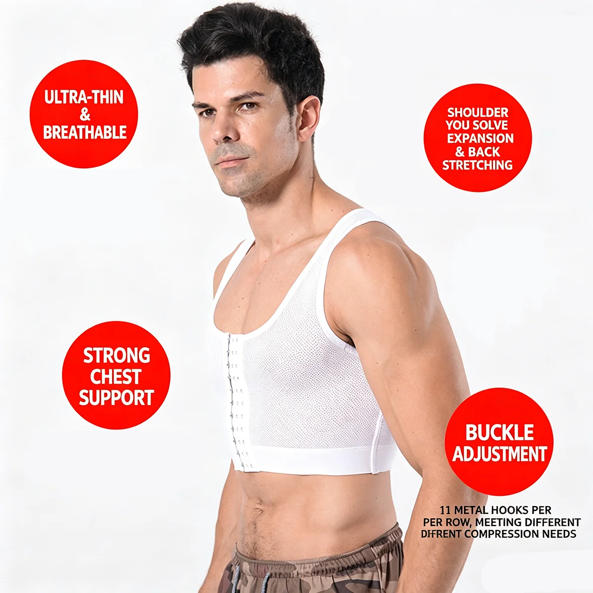 Men's Chest Vest Sweat Chest Bandage Tight-fitting Underwear Body Shaper Corset Support Belt Chest Compression Correct Posture
