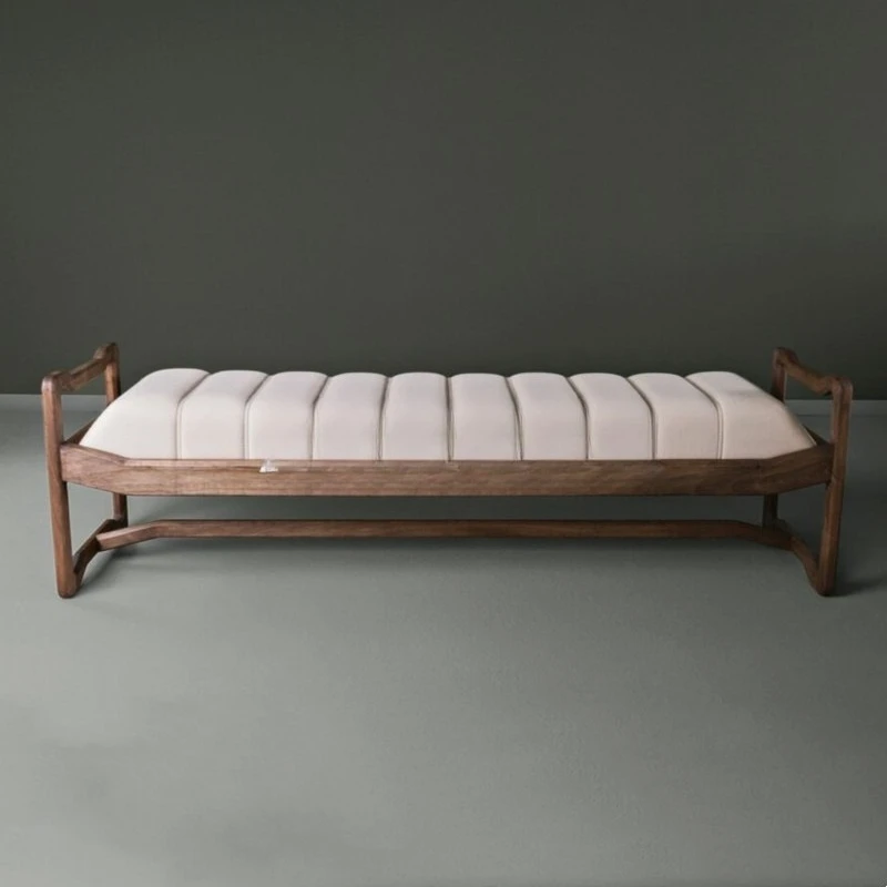 

New Chinese light luxury solid wood sofa stool designer foyer bench