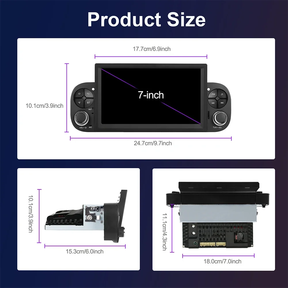 Reproductor Multimedia de vídeo y Radio para coche, autorradio estéreo con Android 14, Carplay, DSP, para Fiat Panda 2013-2020