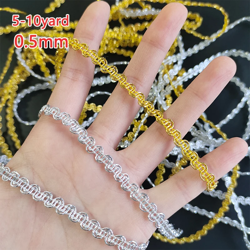 5-10 Yards Vintage-Stickerei-Spitzenband für Kleider, Rollen, Bordüren, 5mm Zierbänder mit Goldverzierung, Saree-Nähzubehör, Silber
