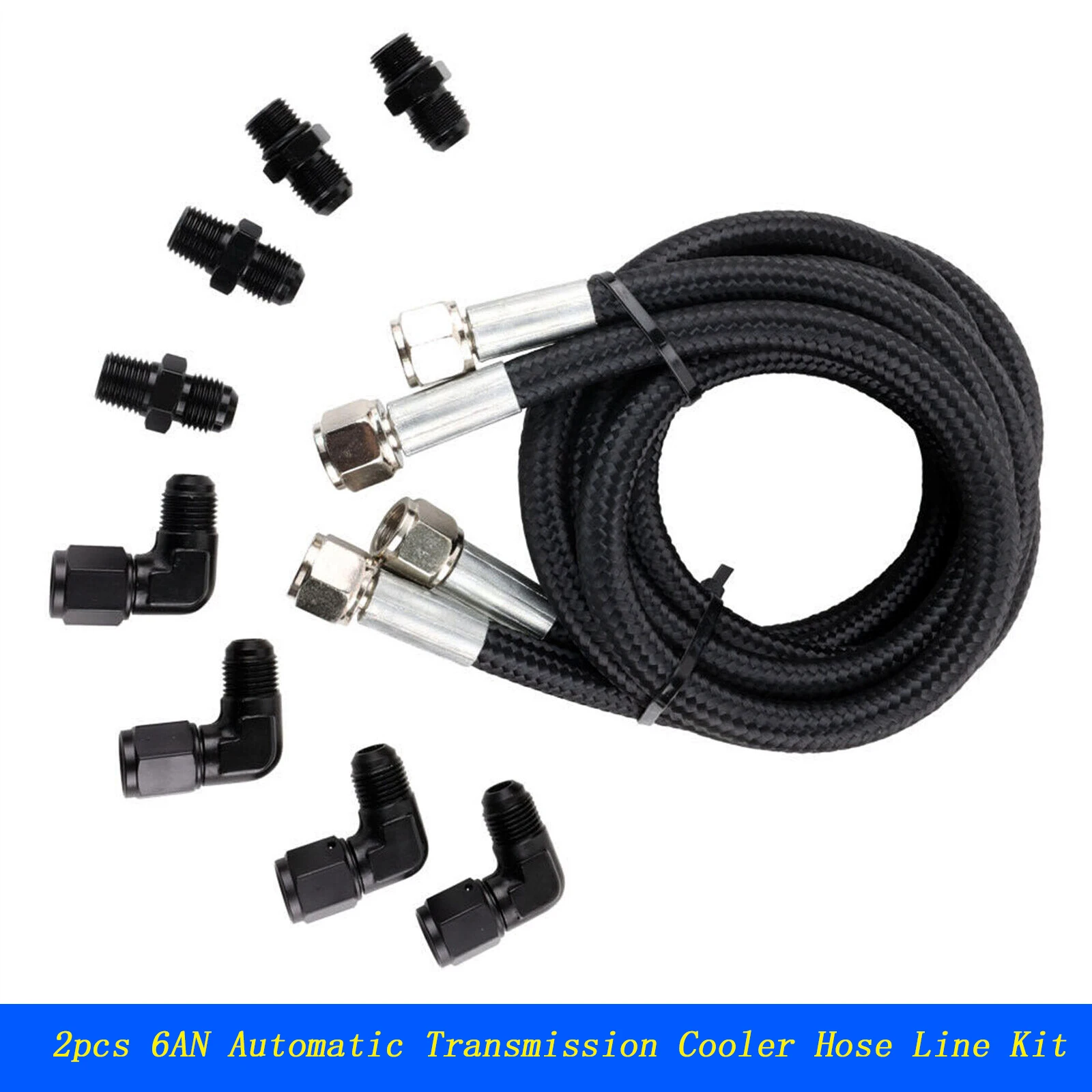 Automatic Transmission Cooler Line Kit Braided 6AN Hose Line Kit for GM 4L60E 4L65E