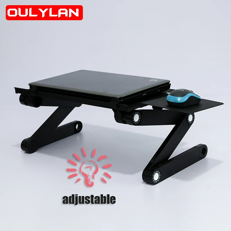 Liftable Laptop Desk Stand  For Desk Bed Adjustable  Aluminum Ergonomic Lapdesk PC Notebook Table Stand With Mouse Pad Portable