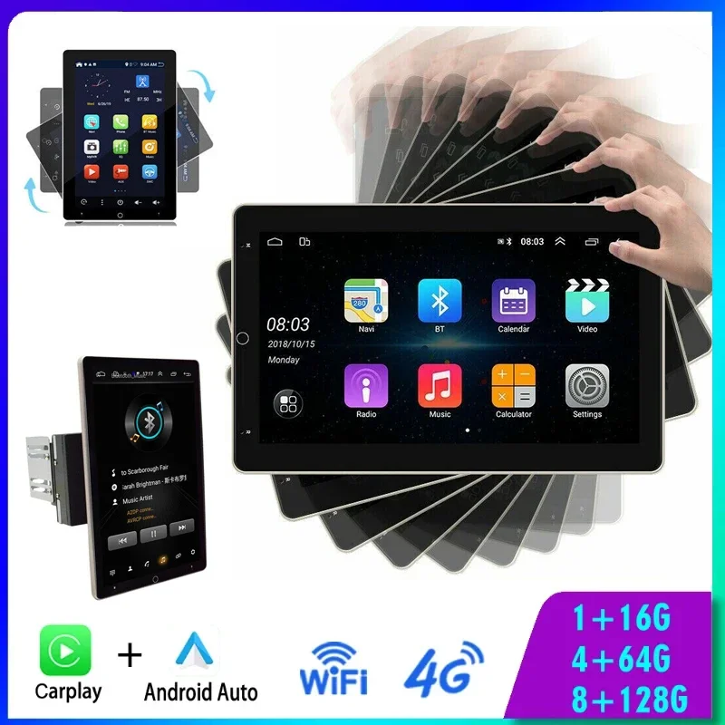 

8G 256G 2 Din Android 13 Car Radio Rotatable Vertical Screen Multimedia Carplay GPS Stereo For VW Nissan Hyundai Kia Toyota Ford