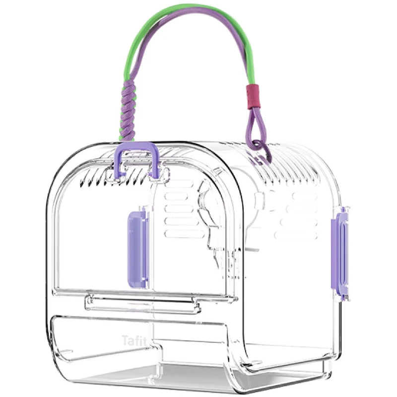 

Parrot Outdoor Cage Breathable Viewing Carrier Handheld Transparent Easy Interaction Safe Lock Easy to Clean for Pet Travel Use