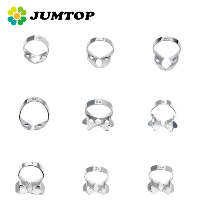 JUMTOP Dental Rubber Dam Clamps Stainless Steel Endodontic Restorative Barrier Clips Dentistry Instruments