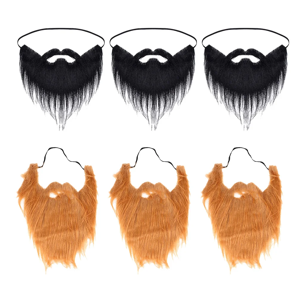 6 pezzi di barba finta di Halloween: peli facciali in costume realistico per uomo, leggero e confortevole, accessorio per feste cosplay, barba finta