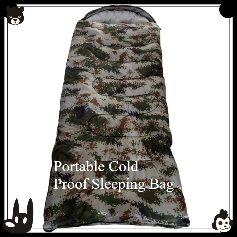 Portable Cold Proof Sleeping Bag with Hat Outdoor Hiking Camping Disaster Relief Thermal Sleeping Equipment