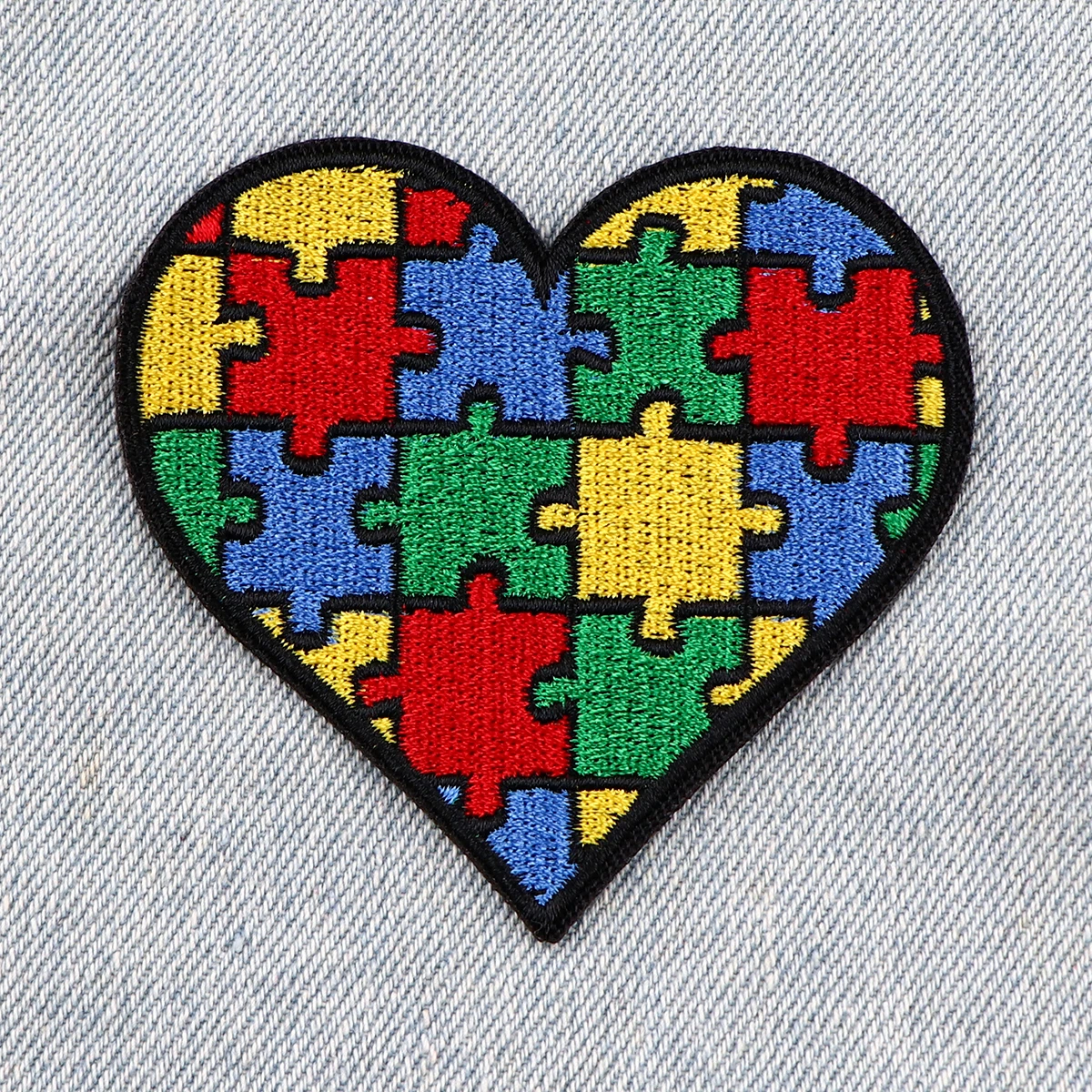 Autism Awareness Puzzle Embroidered Patches For Clothing DIY Badge Adhesive Heart Patches On Clothes Stickers Appliques